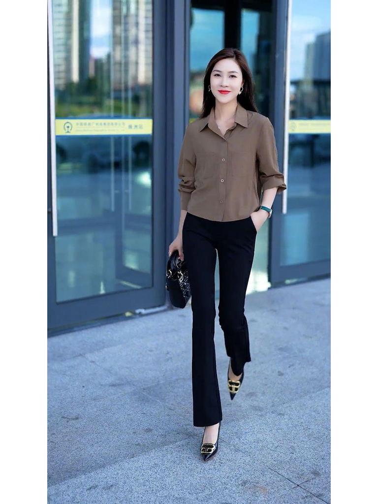 Women's Fashion Slim-Fit Long Sleeve Blouse - Early Autumn 2024