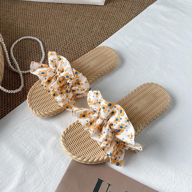 Women Summer Slippers Outer New Fashion Wild Net Red Ins Wind Flowers Holiday Beach Fairy Shoes Lightweight Non-slip Breathable