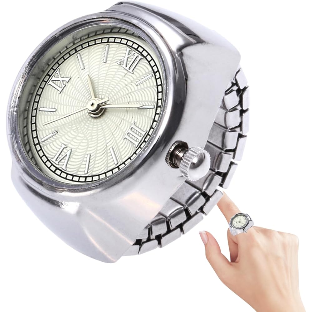 Stainless Steel Link Ring Watch Unisex Analog Fashion Accessory Lightweight Alloy Case Battery Operated Casual Use