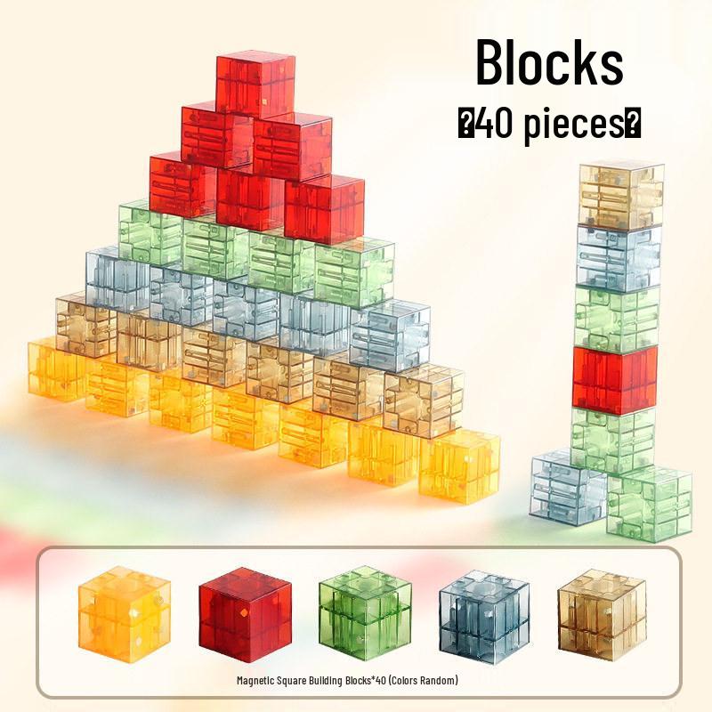 Pure Color Magnetic Building Blocks for Kids' Intellectual Development - Fun Geometric Construction & Parent-Child Interaction Learning Toys