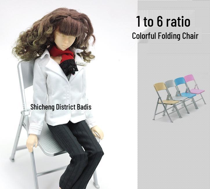 1/6 Scale Colorful Folding Plastic Chair for Doll or Soldier Models