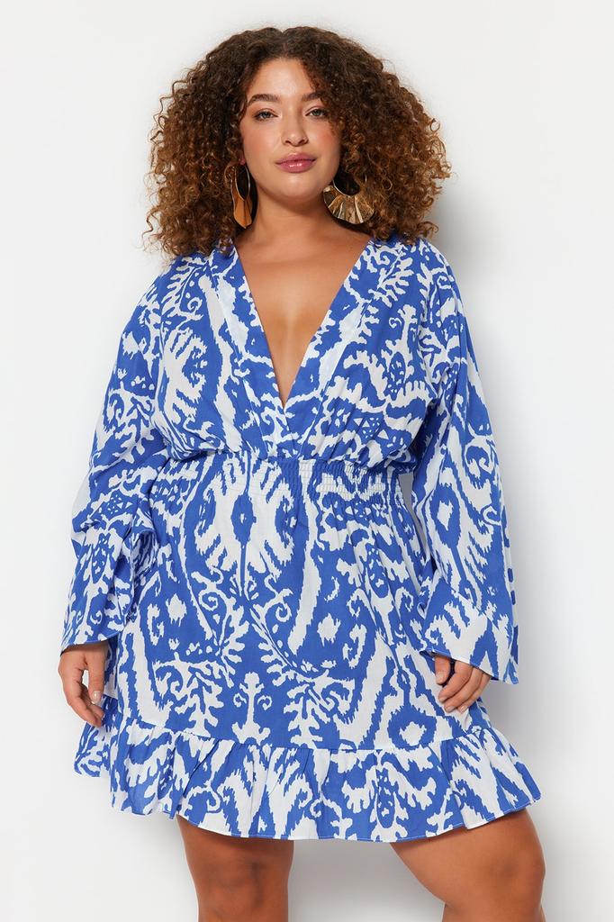 Women's Style Plus Size Dress Black Ethnic Skater Mini Woven Plus Size Beach Dress