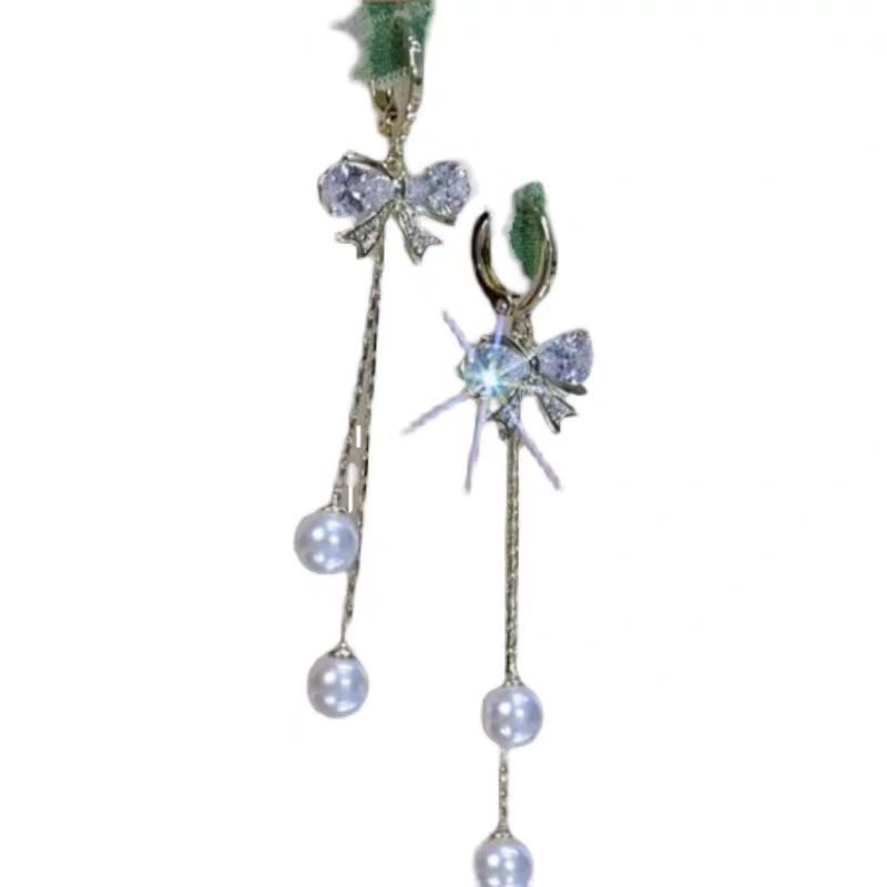 Exquisite Tassel Bow Earrings for Women, Sweet Style, Fashionable and Versatile Earrings, High-end Earrings