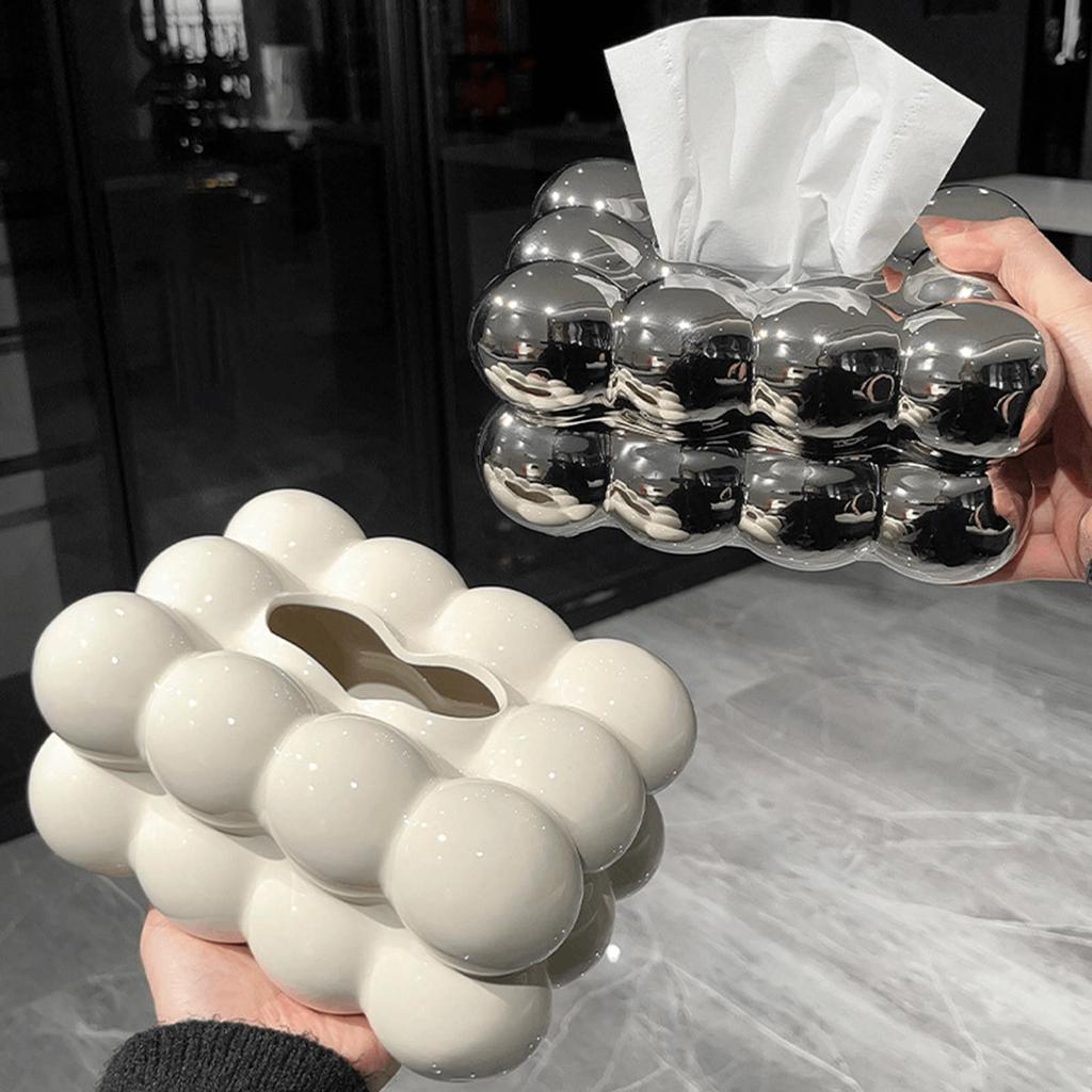 Facial Tissue Holder Non Slip Ceramic Tissue Box Cover Tissue Dispenser for Living Room Home Household Kitchen Countertop