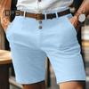 Men Shorts Mid-rise Buttons Zipper Fly Solid Color Shorts with Pockets Straight Leg Summer Casual Shorts Daily Wear