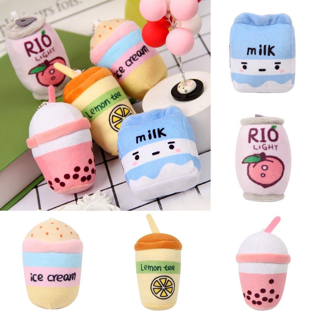 Tea Fruit Bubble Pendant Boba Cup Lemon Milk Soft Stuffed Plush Toy Xmas Gift