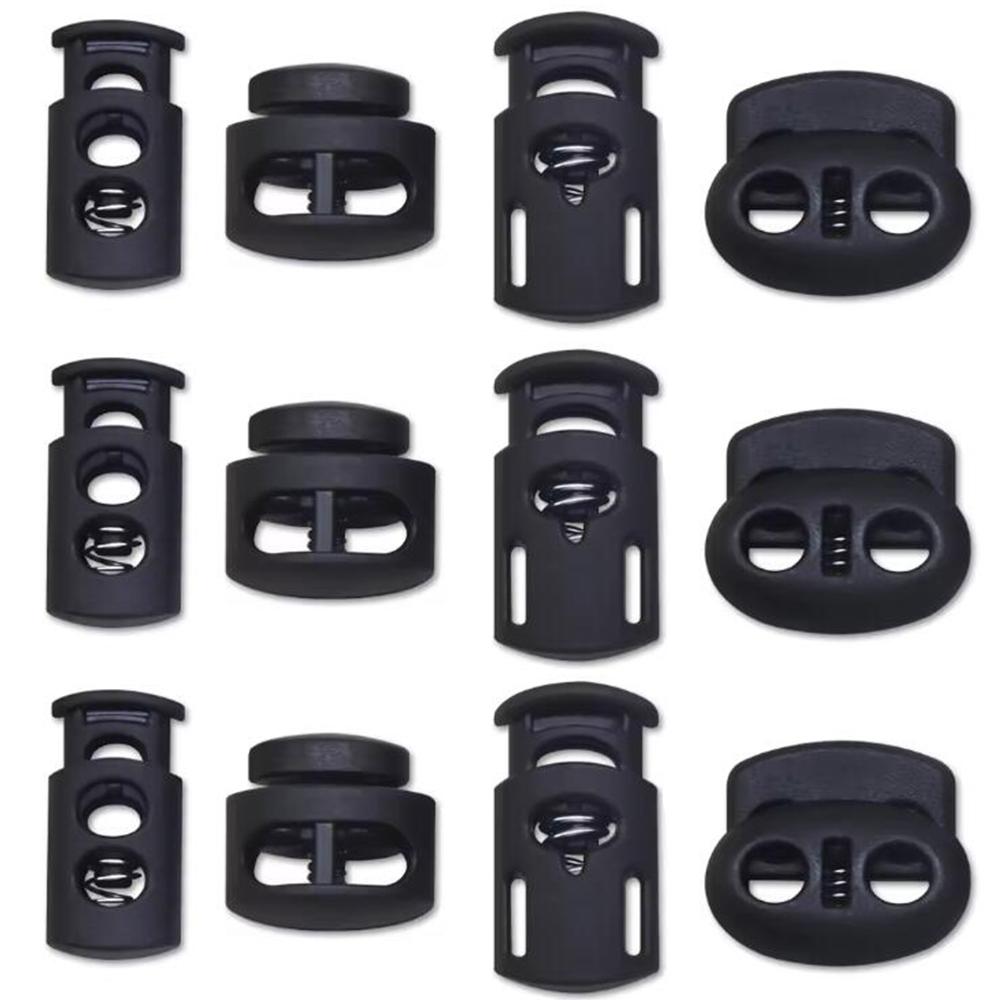 10 Piezas Topes de Cordón con Resorte Fijan Cordones Sueltos en Ropa Bolsas Zapatos Clips de Doble/Un Solo Agujero para Cuerda Accesorios DIY