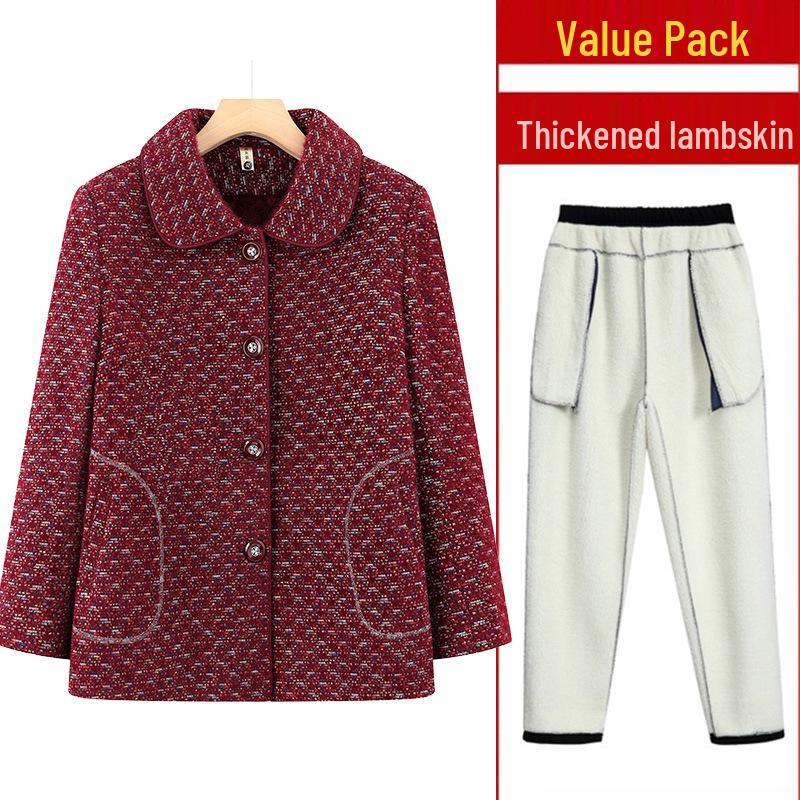 Spring and Autumn Outerwear for Middle-aged and Elderly Women, Plus Size, Short Style, Ages 60-80.