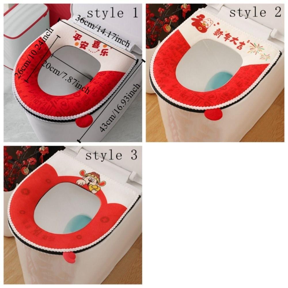 Warm Toilet Seat Cover Cartoon Washable Toilet Cushion Removable Toilet Seat Cushion  Bathroom