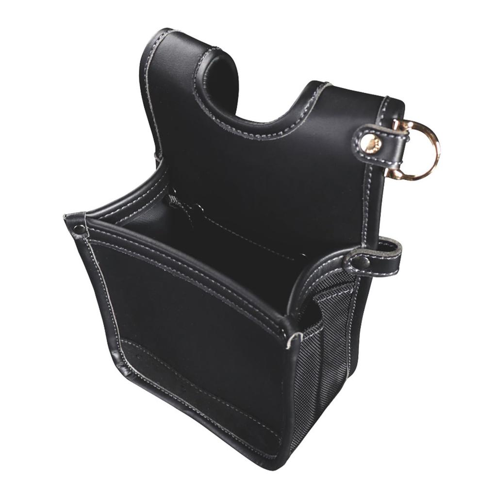 Fujiya Architectural Slim Waist Pouch, 1 Drawer, Black and Gold, Light PU Leather Series, AB-41BG