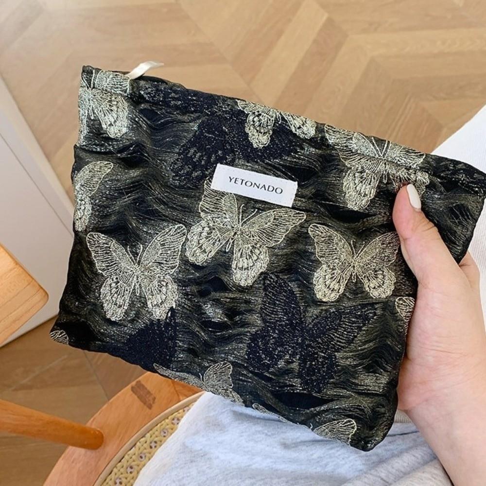 New Large Capacity Makeup Bag Gold Thread Multifunctional Handbag Zipper Travel Wash Bag