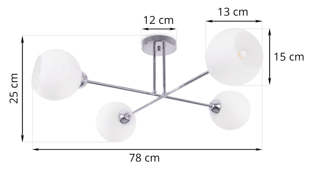 Asturia Ceiling Lamp Chrome 4-Flat White Lampshade E27