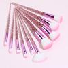 10 Piece Crystal Sequin Makeup Brush Set Soft Synthetic Hair Transparent Plastic Handle Professional Cosmetic Brush for Makeup