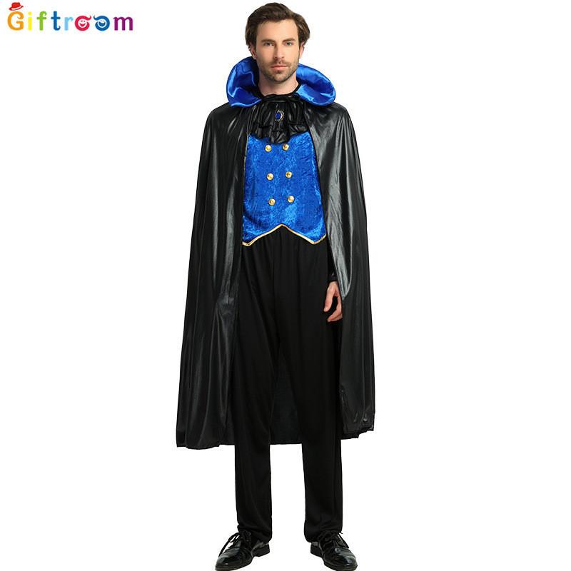 

Синий полиэстер яркий костюм вампира для мужчин, идеально подходящий для Хэллоуина и ролевых мероприятий