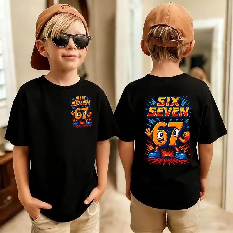 Cute Funny Six Seven Italian Brainrot 67 Number Graphic Print TShirt BoyGirl Summer Short Sleeved Kids Comfortable Tshirt Top