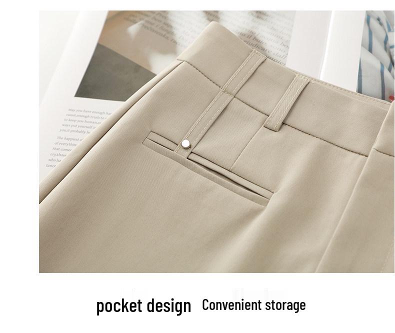 Women's Apricot High-Waisted Slimming Wide-Leg Pants - Spring/Summer 2026 Casual Suit Trousers