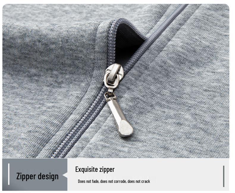 2025 Autumn Men's Stand-Up Collar Combed Cotton Jacket: Casual Sport Fashion Solid Color Cardigan Sweatshirt