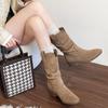 Cowboy Boots Short Boots Pile Skinny Vintage Martin Boots Women Small High Heels Western