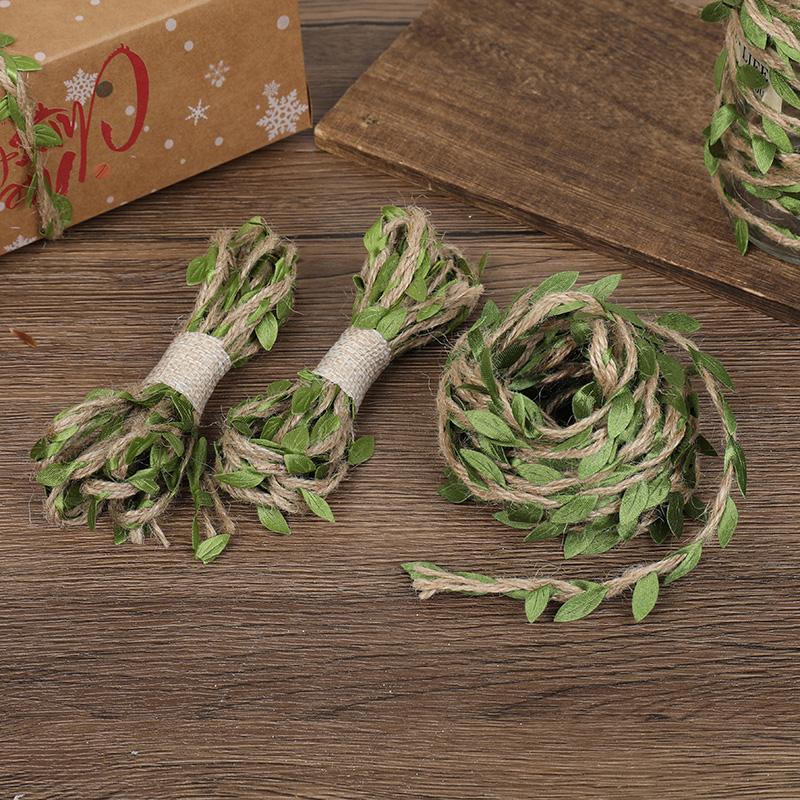 10Meters Jute Twine Burlap String Green Leaves Vine Twine for Wedding Birthday Party Decoration DIY Garland Wreath Crafts Gift