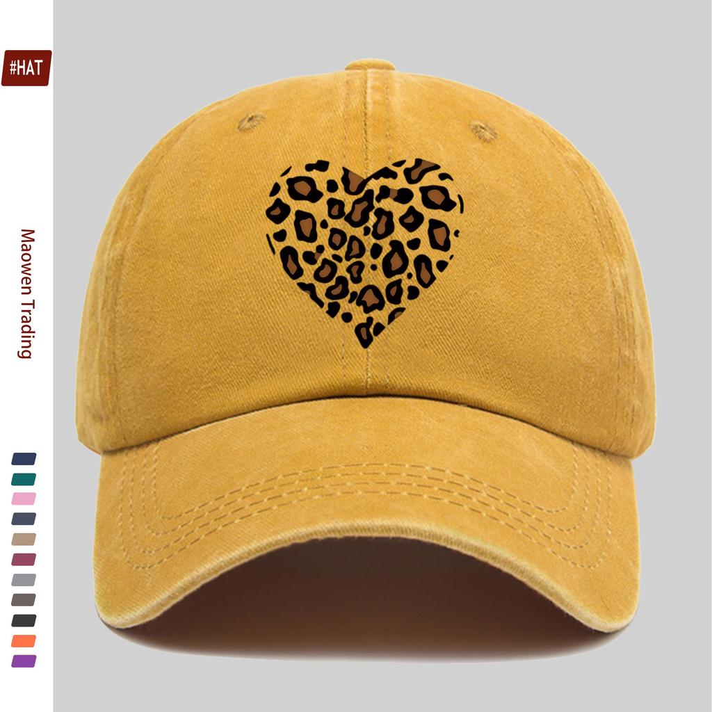 Pc Pcs Leopard Print Heart Trucker Cap for Men Women Adjustable Buckle Strap Lightweight Baseball Hat Suitable for Outdoo