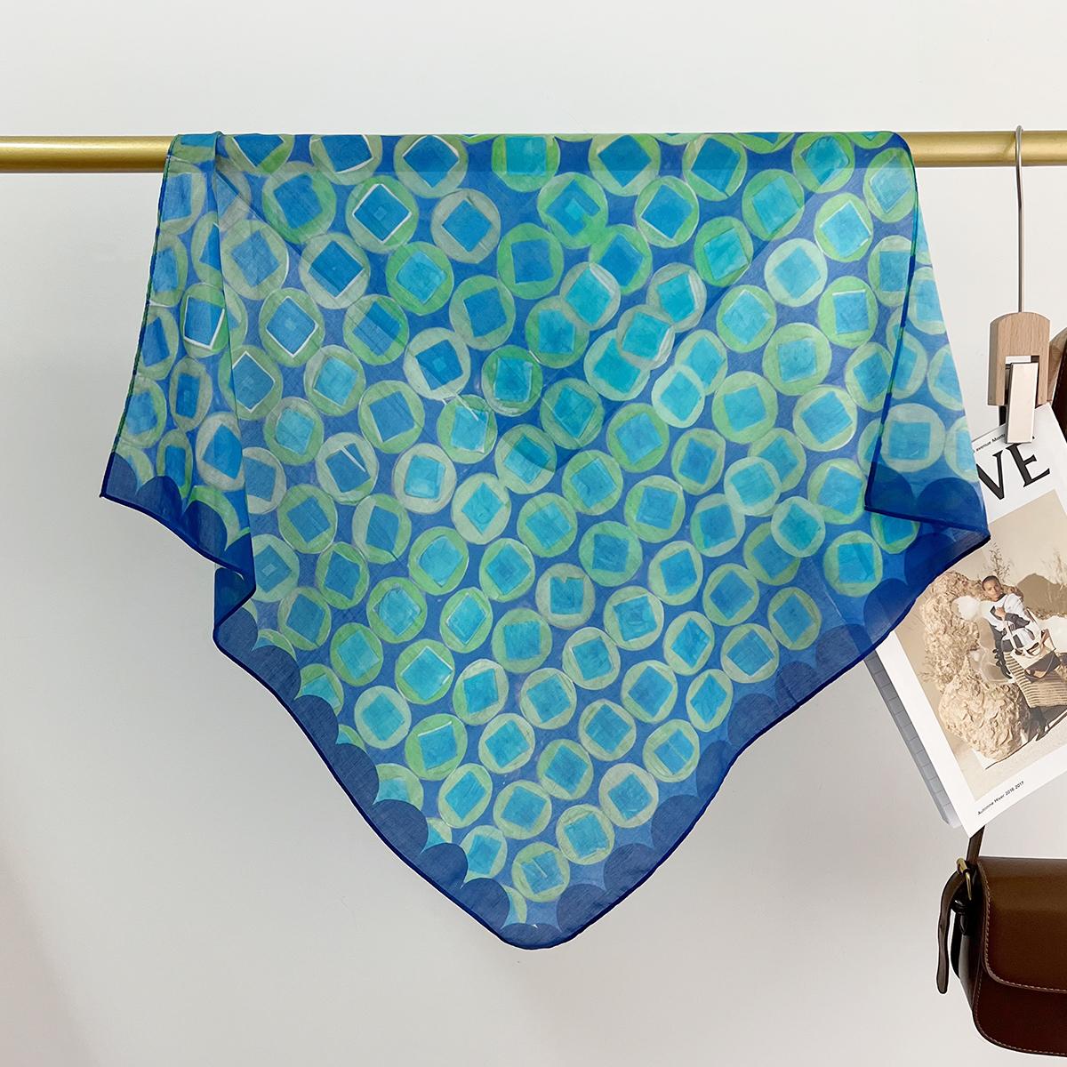 

Весенне-летний шарф 65 см с цветочным принтом, легкий и дышащий, смесь шелка тутового дерева и хлопка, высококачественный шарфик в иностранном стиле 65CM