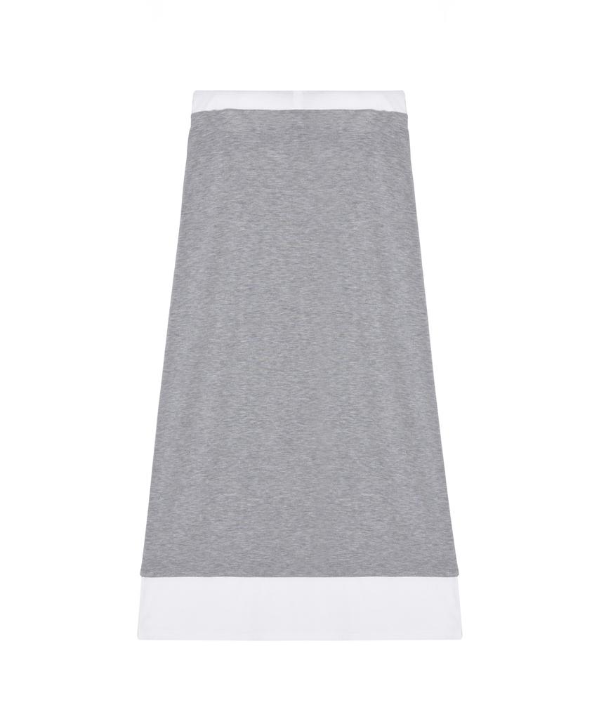 Nigaennikol Double Layered Long Skirt_Gray