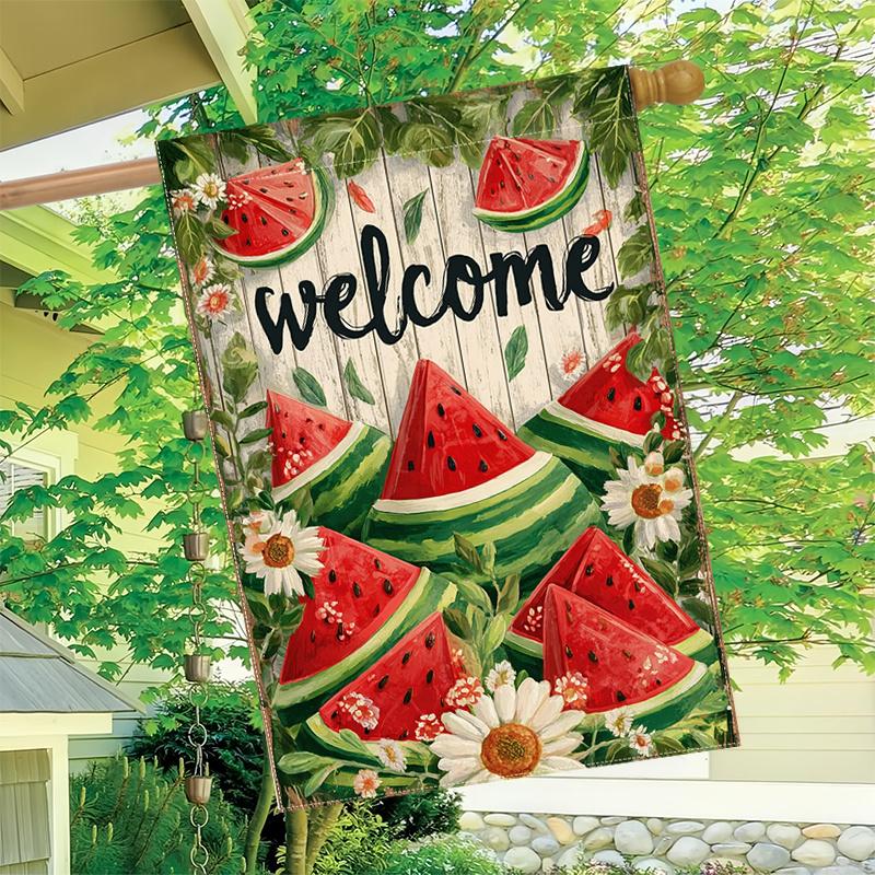 2D Flat - 2D Flat - 2D Flat, 1pc of Summer Watermelon Garden Flag 2 (5) Garden Decor Double S, Home Decor, Yard Decor, Outdoor Decor, Lawn Decor, Fla
