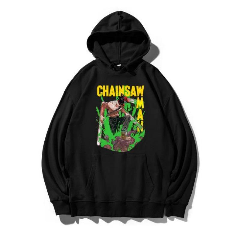 

Omega японский мультяшный принт мужской и женский свитер с капюшоном 3XL чёрный