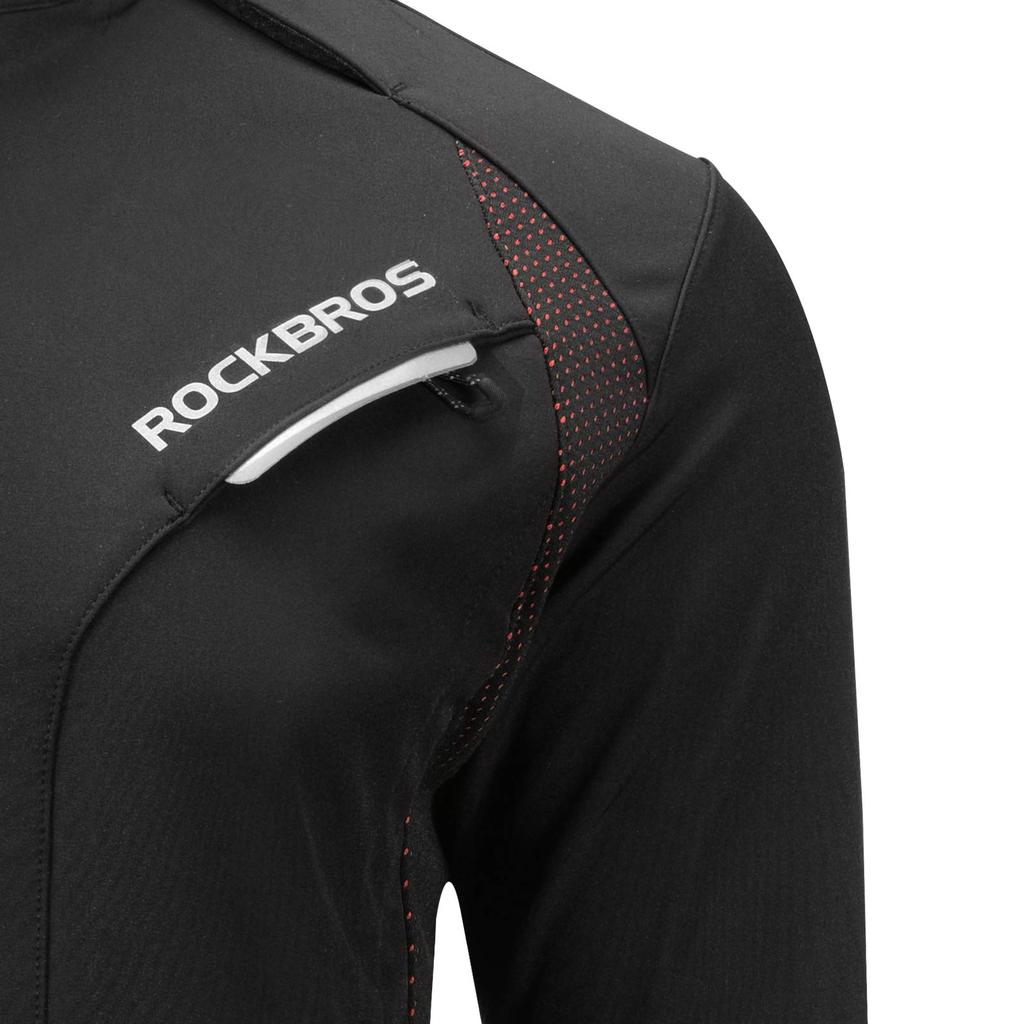 ROCKBROS Winter Cycling Cold Weather Cycling Long for and Running Men's Jacket, Windbreaker, Jersey, Sleeve, Windproof, Fleece-Lined, Cycling,