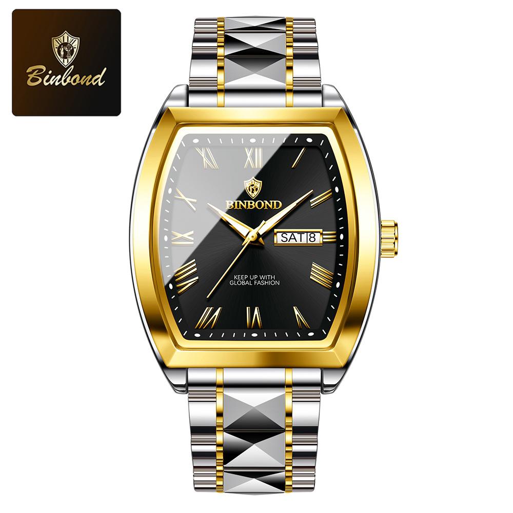 Barrel-shaped men's watches men's high-end business men's watches in the elderly waterproof luminous ten