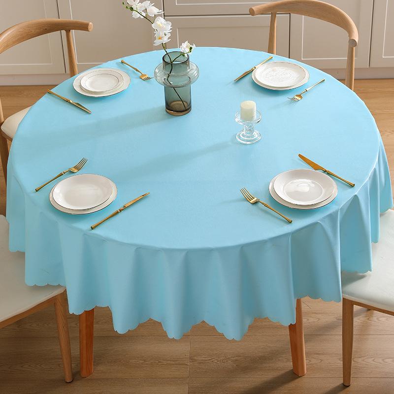 Simple Solid Color Table Cloth Waterproof Oil Resistant Round Dining Table Cloth Heat-resistant Non Washable Easy To Maintain
