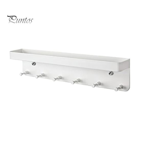 

Кухонный стеллаж-органайзер с крючками, легко устанавливаемый, не требующий сверления, настенный органайзер, держатель для кухонных принадлежностей с полкой белый