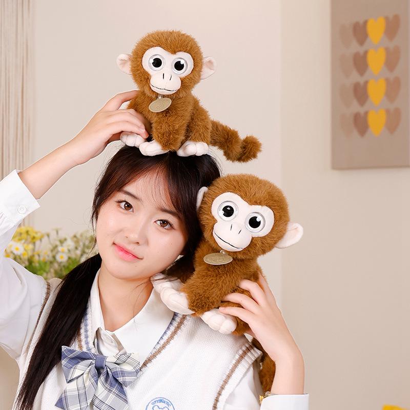 Cute Simulated Little Monkey Doll Plush Toy Cute Big-eyed Monkey Doll Children Accompany Soothing Doll