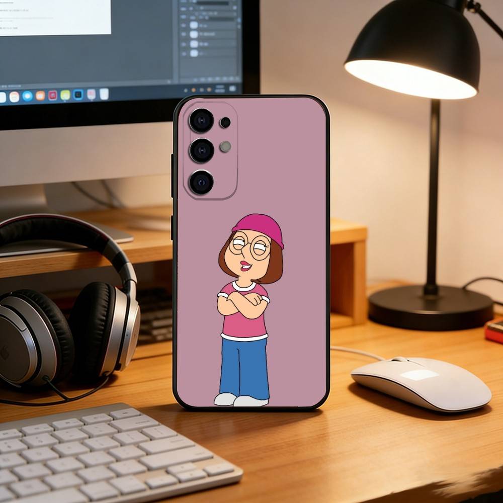 Cute cartoon Unlucky Meg Phone Case For Samsung S25,S24,S21,S22,S23,S30,Ultra,S20,Plus,Fe,Soft Silicone Black Cover