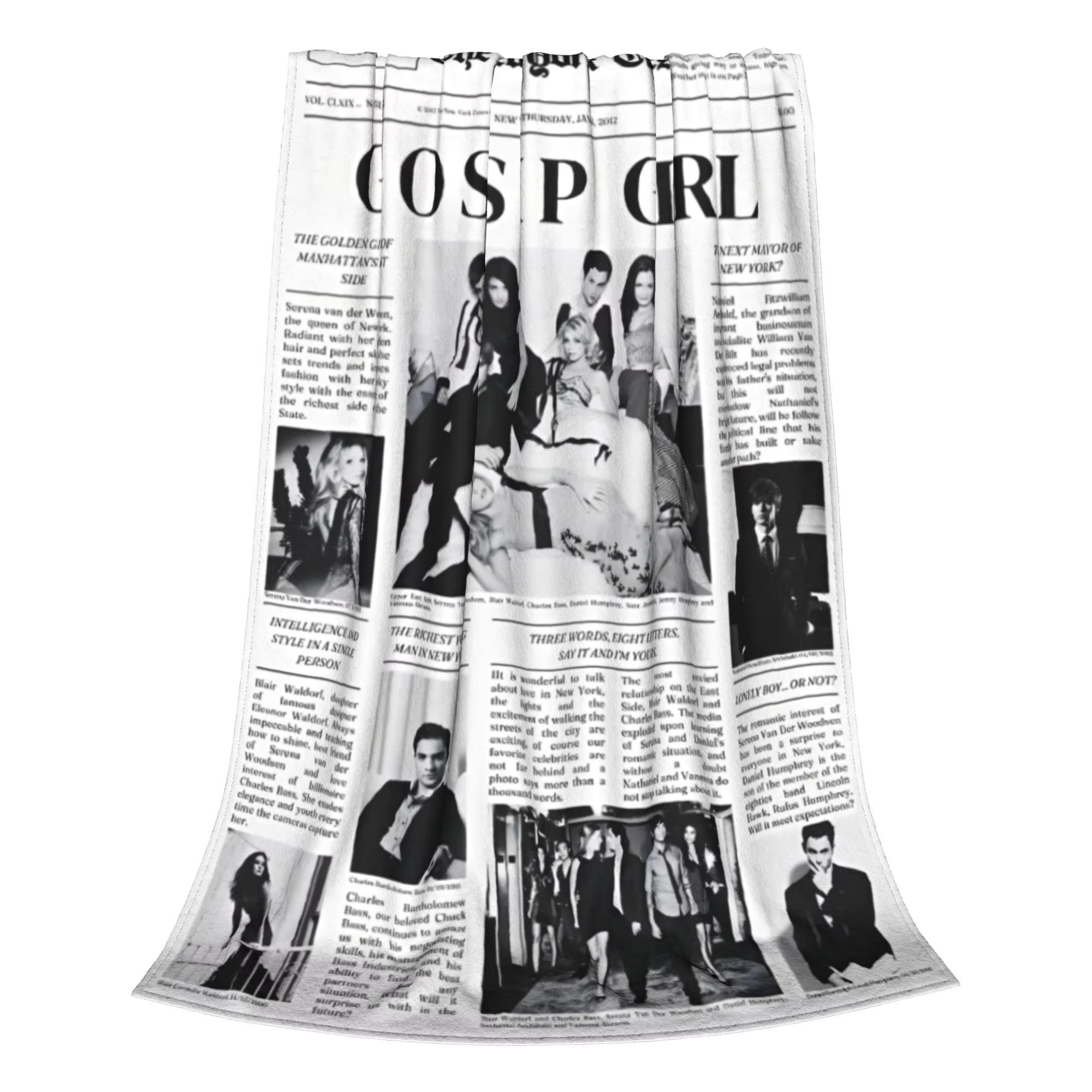 

Gossip Girl TV Series Flannel Blanket New York Newspaper Funny Throw Blankets for Home 150*125cm Plush Thin Quilt Soft 75x90cm