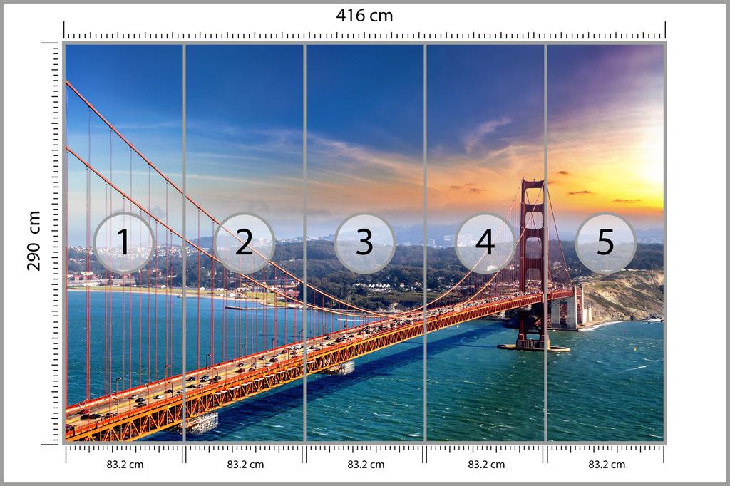 Photomural Golden Gate Bridge In San Francisco Structural Vinyl 416x290