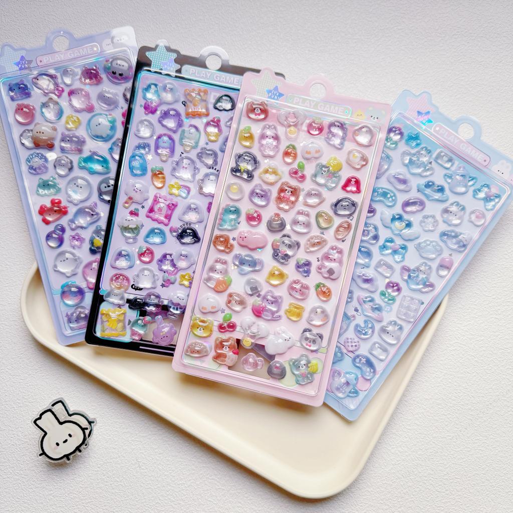 1 pc/4 pcs Japanese Style Cartoon Sweet Animals Mini 3D Relief Stickers Scrapbooking Diy Journal Cute Stationery Sticker School