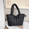 Autumn and Winter Soft Quilted Cotton Clothes Hand Bag Large Capacity Commuting Portable Tote Bag Shoulder Armpit Bag