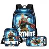 3Pcs Set School Backpack With Front Pocket & Crossbody Bag & Pencil Bag,Cartoon Fortnite For Age 6-10,Lightweight For Boys Girls