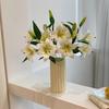 Lily Artificial Flower Bouquet for Living Room & Dining Table - Silk Floral Art Arrangement In Vase