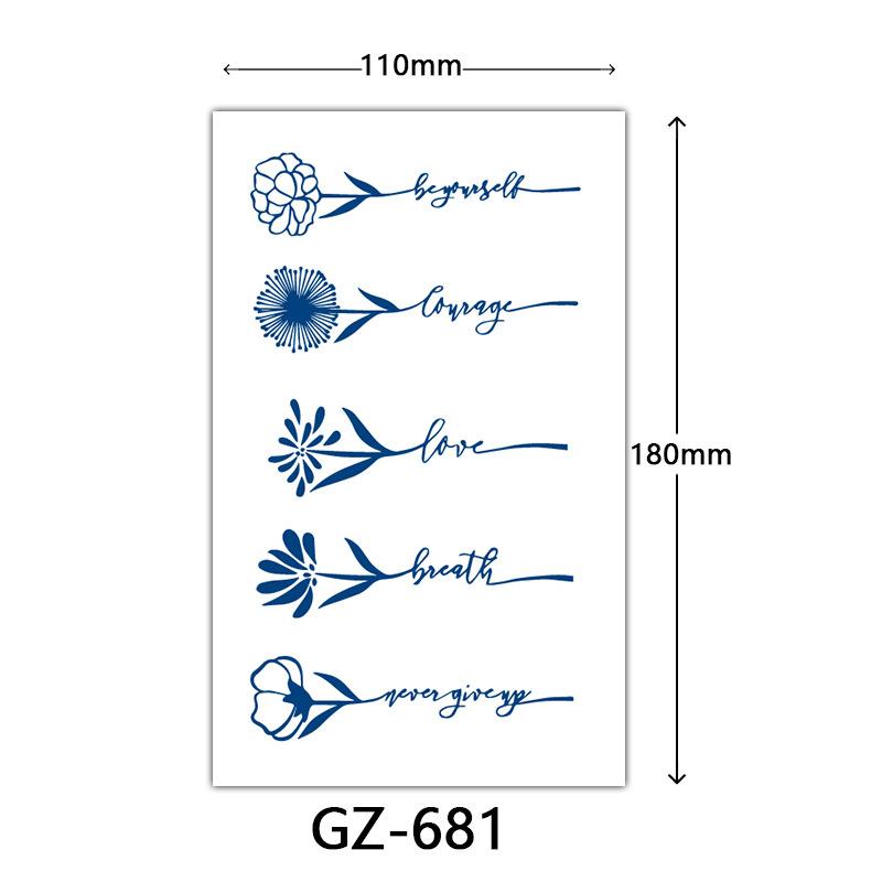 Autocolante Tatuaj cu Suc, Autocolante Tatuaj Herbal, Autocolante Tatuaj Semi-Permanent cu Litere Engleze Tatuaj