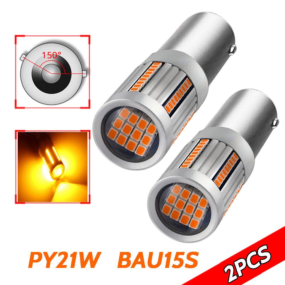 Supber Bright 66SMD 7507 PY21W BAU15S 1156 P21W BA15S T20 7440 WY21W LED Bulb Amber Yellow Turn Signal Light Canbus Error Free