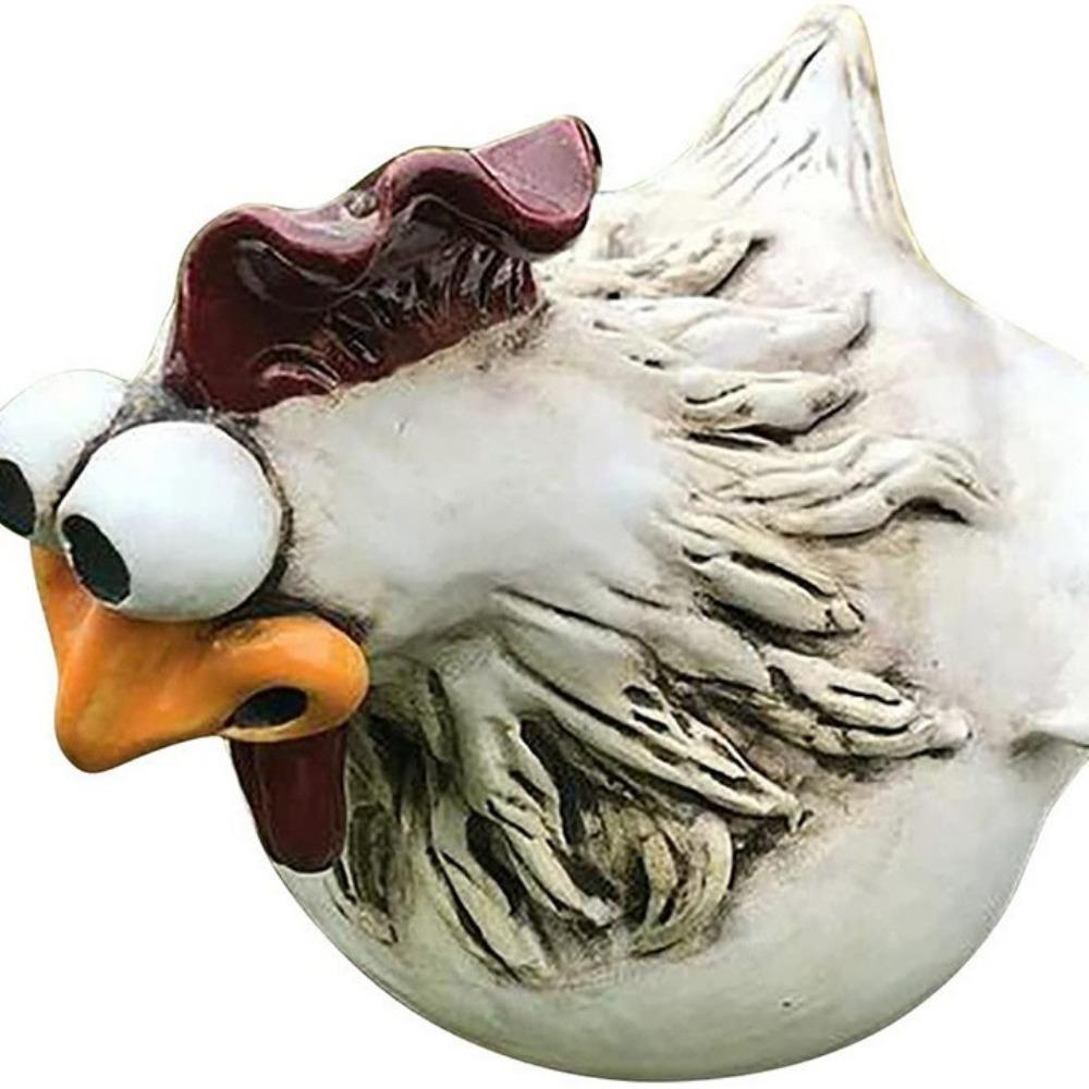Spooky Fence Decoration Chicken Spoof Rooster Patio Decorative Ornament Resin Crafts Gardening Garden Decoration