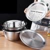 4Pcs Set 304 Stainless Steel Bowl with Lid Kitchen Cooking Salad Bowls Mixing Set Washing Waste Basket Soup Bowl Soup Bowl | Bowls