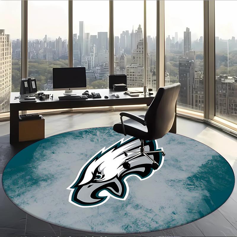 Philadelphia Eagles (1) Round Office Rug Decorative Floor Rug for Office Bedroom Living Room and Home Space