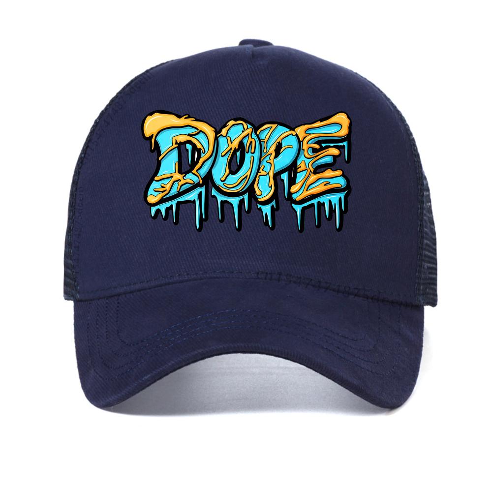 

DOPE letter printed cap Summer men s casual fashionable creative baseball cap women s mesh Breathable snapback hat trucker hats Adjustable темно-синього кольору