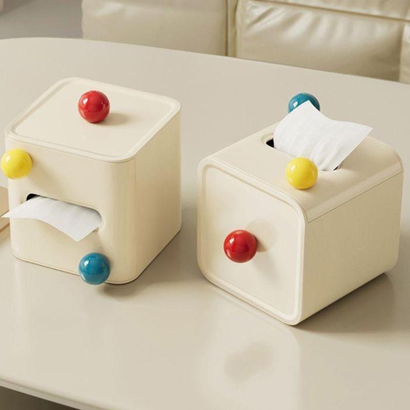 Dopamine Desktop Tissue Holder for Living Room or Bedroom Elegant Napkin Dispenser Waterproof Paper Roll Container