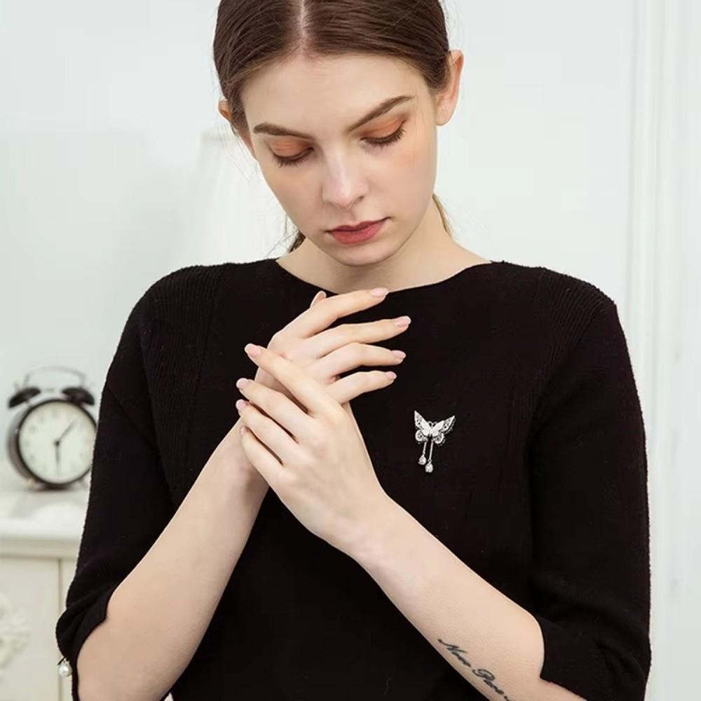 Water Drop Tassel Clothing Dress Badge Pin 7CM Collar Lapel Pin Elegant Butterfly Brooch  Women