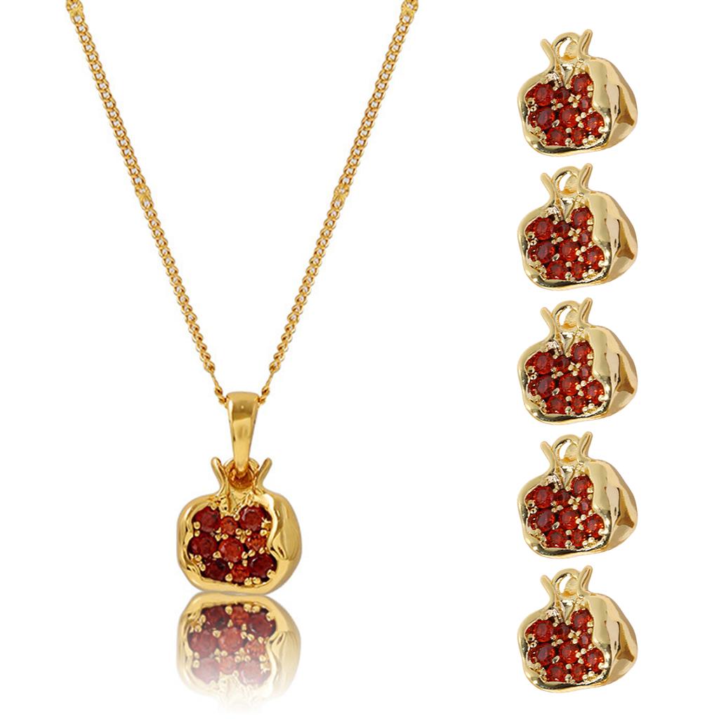 Zestaw 5 Kamieni Cyrkonii Amulet Wiśnia/Granat na Bransoletkę Naszyjnik Zawieszka w Kształcie Owocu Akcesoria do Wyrobu Biżuterii