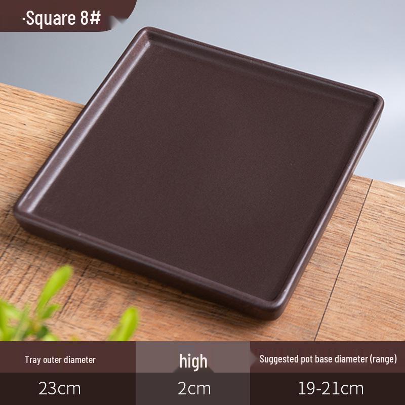 Purple Clay Ceramic Flower Pot Tray - Rectangular/Round Base for Water Catching Bonsai